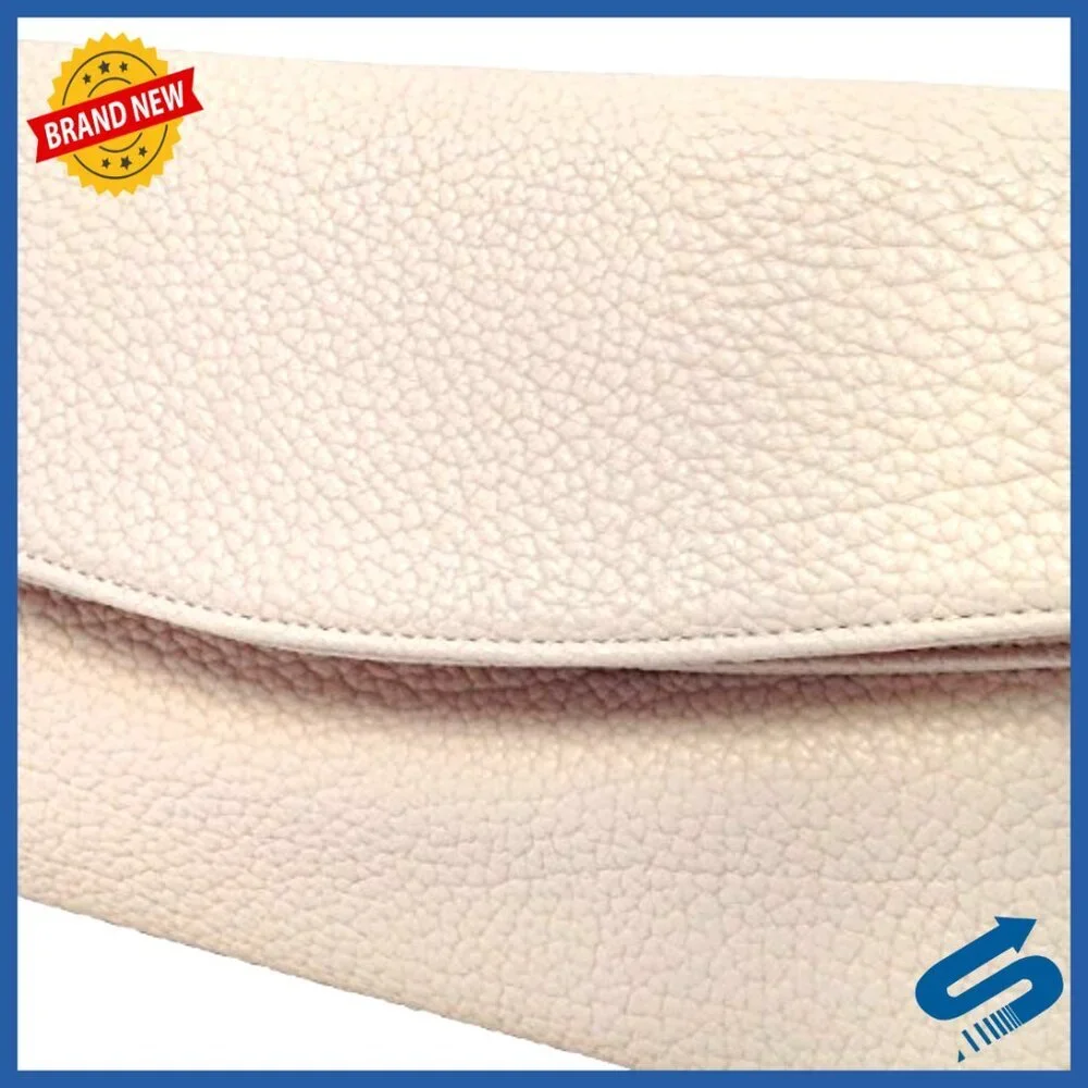 Oversized Faux Leather Foldover Clutch Elegant Evening Bag Crossbody Chain